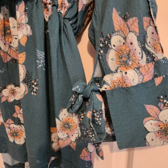 Free People Tuscan Dreams Tunic Top Turquoise Pink White Medium πΈ - Picture 12 of 16